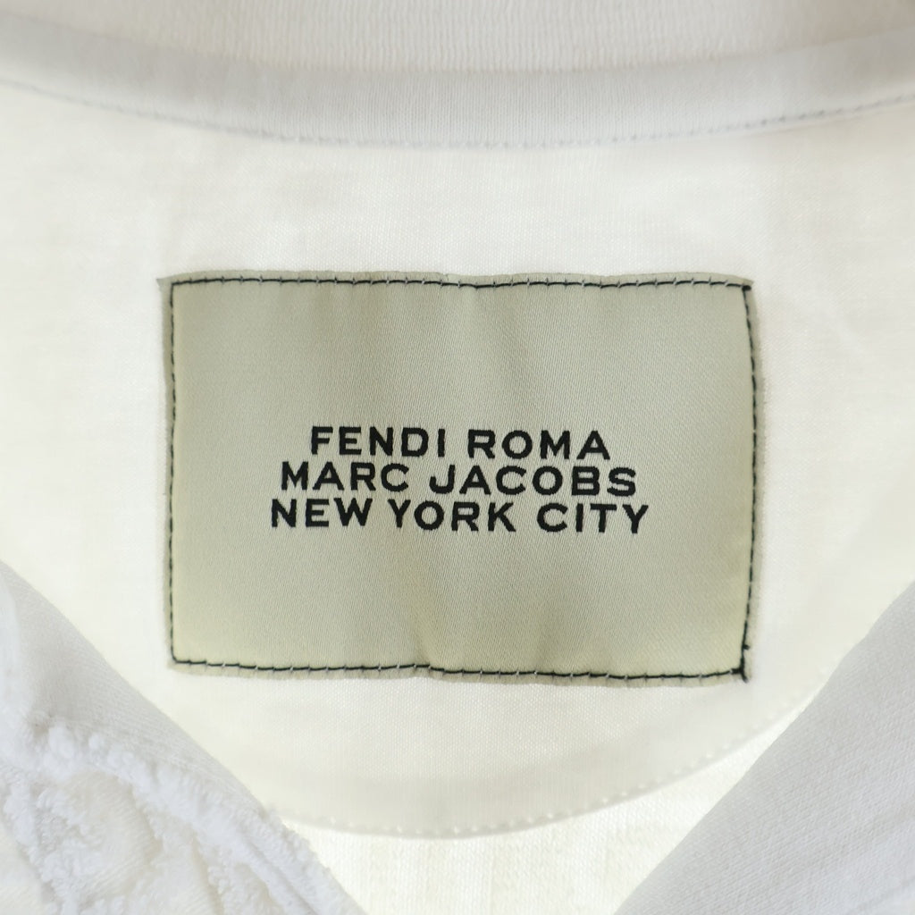 FENDI(フェンディ) ×MARC JACOBS マークジェイコブス ロゴパターン総柄 パイル 半袖ポロシャツ ホワイト FY1130 AOFA