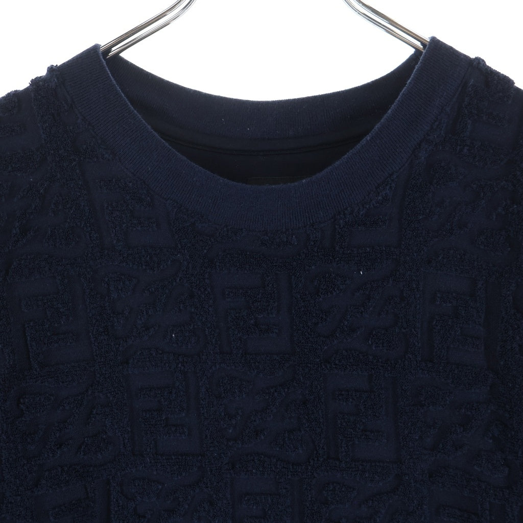 FENDI(フェンディ) FF LOGO PATTERN COTTON T-SHIRT FFロゴパターン 総柄 パイル コットン クルーネック半袖Tシャツ カットソー ネイビー FY0936 A9RK