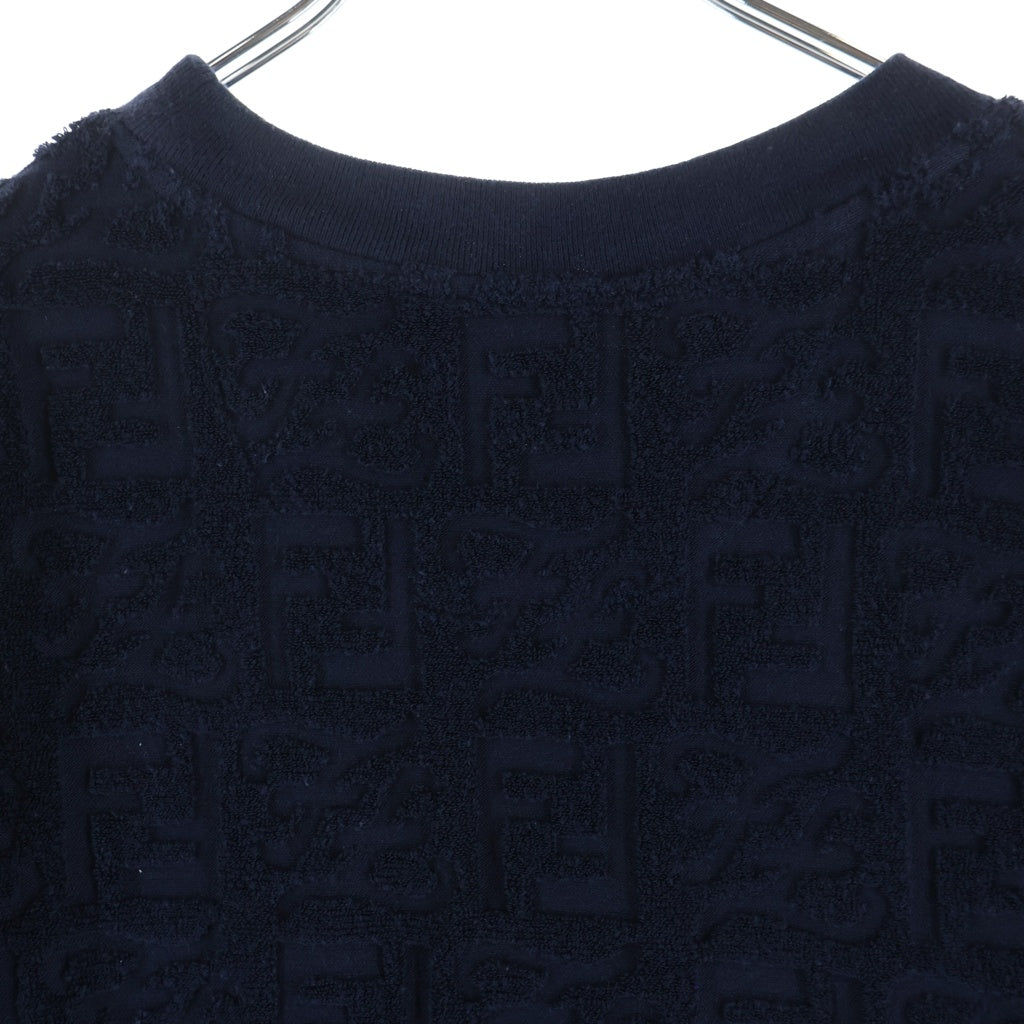 FENDI(フェンディ) FF LOGO PATTERN COTTON T-SHIRT FFロゴパターン 総柄 パイル コットン クルーネック半袖Tシャツ カットソー ネイビー FY0936 A9RK