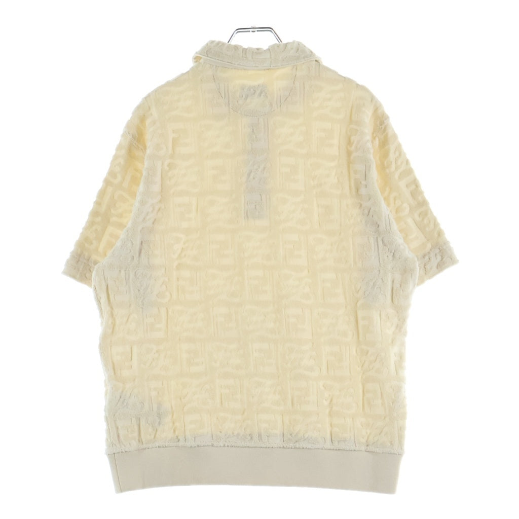 FENDI(フェンディ) FFロゴ モノグラムテクスチャード パイル 半袖ポロシャツ ベージュ FY1130 A9RK