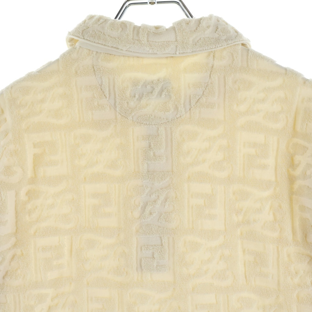 FENDI(フェンディ) FFロゴ モノグラムテクスチャード パイル 半袖ポロシャツ ベージュ FY1130 A9RK