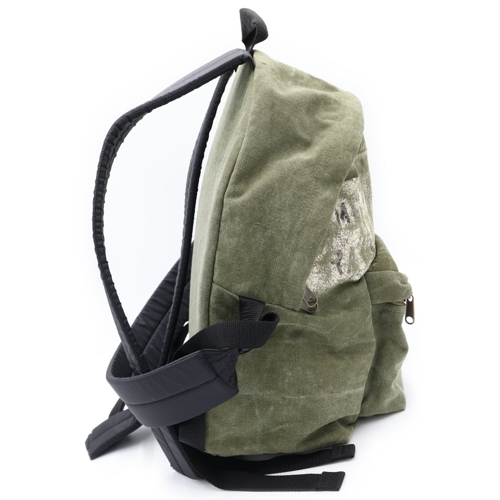 READY MADE(レディメイド) BACK PACK パロディロゴ ヴィンテージ加工 2WAY ショルダーストラップ付き バックパック リュックサック カーキ