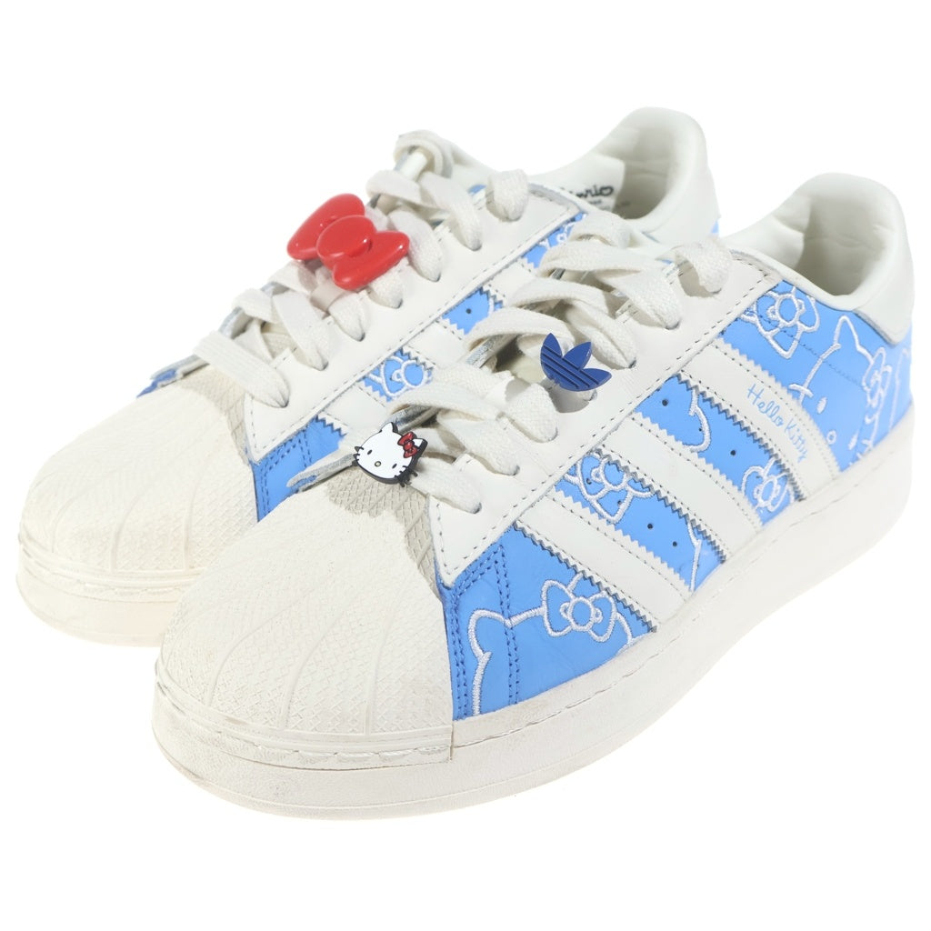 adidas(アディダス) ×HELLO KITTY WMNS SUPERSTAR XLG ハローキティ スーパースター レザーローカットスニーカー ブルー/ホワイト US9/26cm IG4477