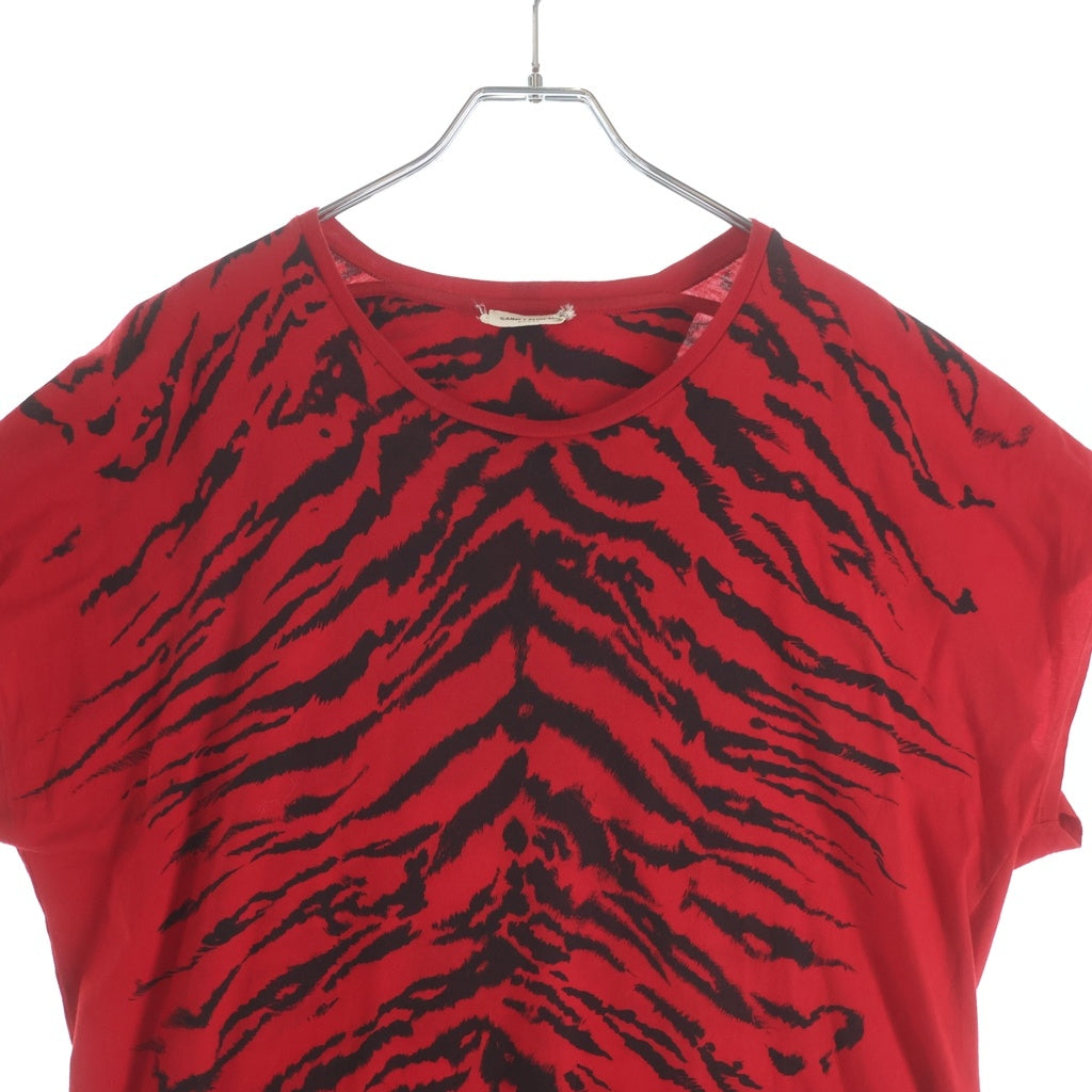 SAINT LAURENT PARIS(サンローランパリ) 14AW エディ期 ゼブラプリント クルーネック半袖Tシャツ カットソー レッド 364722 Y2JK2