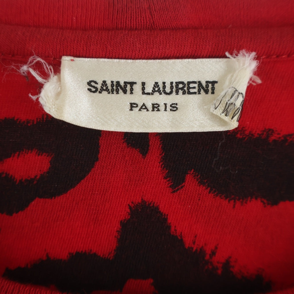 SAINT LAURENT PARIS(サンローランパリ) 14AW エディ期 ゼブラプリント クルーネック半袖Tシャツ カットソー レッド 364722 Y2JK2
