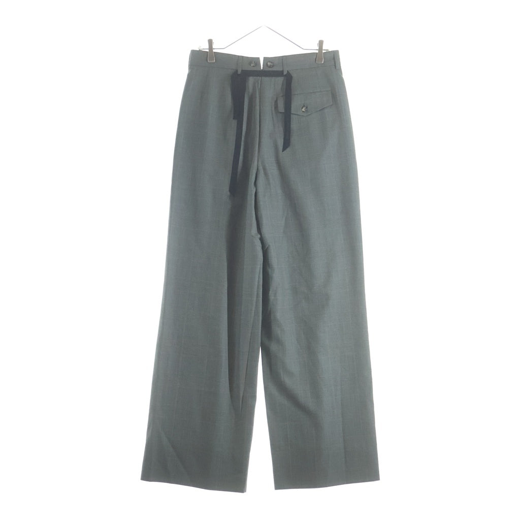 NO BRAND(ノーブランド) MARINA YEE マリナイー 25SS WIDE-LEGGED PLEATED TROUSERS ワイドレッグ プリーツ チェック トラウザーズ スラックス グレー