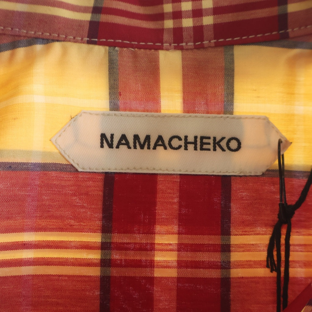 NAMACHEKO(ナマチェコ) 24SS VATTERN SHIRT ヴェッテルン チェック総柄 長袖シャツ レッド/イエロー NS24-401-N1531