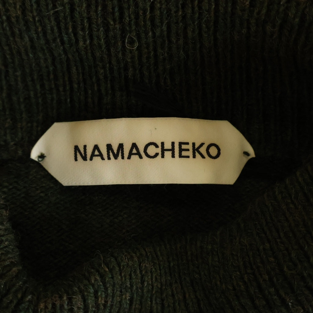 NAMACHEKO(ナマチェコ) 24AW SHETLAND FEATHER CREWNECK シェットランド フェザー クルーネックセーター ニット グリーン NS25-755-03033
