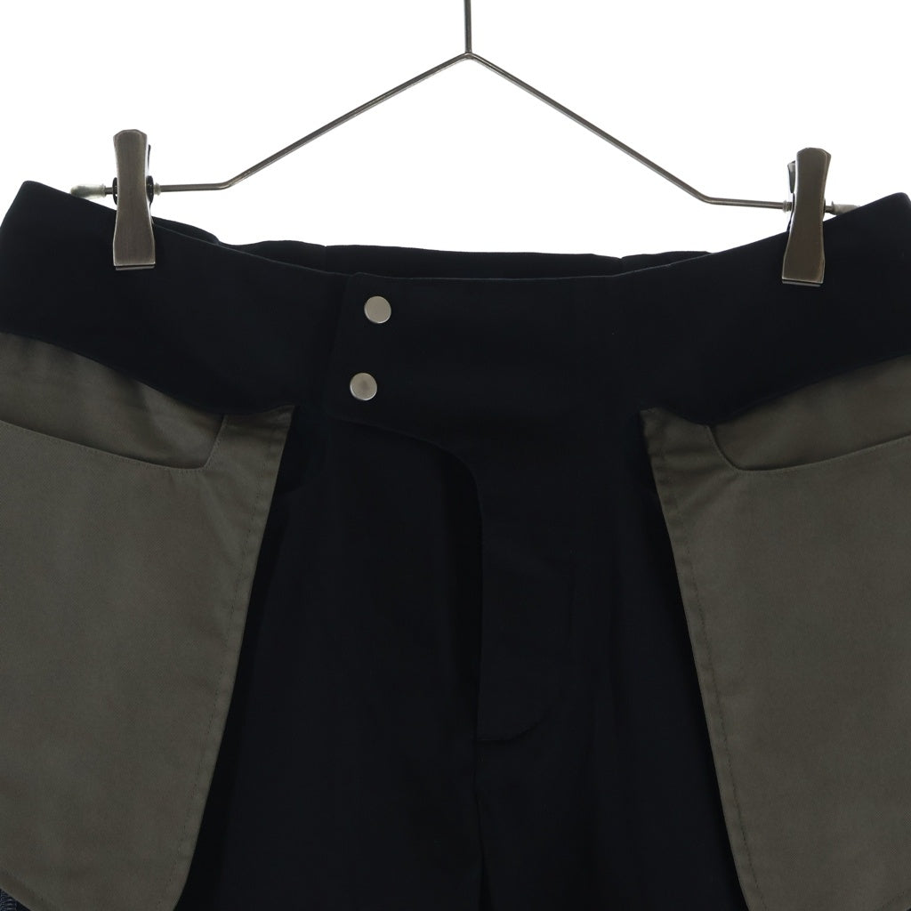 NO BRAND(ノーブランド) _J.L-A.L_ BINATE TROUSER ビネイト 両面ステッチ ジップフライトラウザーズ スラックス ブラック JBMW043FA