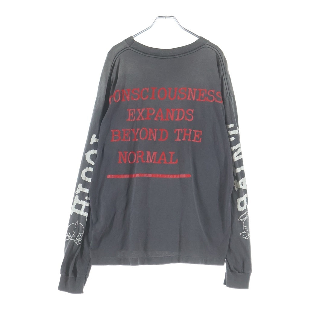 SAINT MICHAEL(セントマイケル) 25AW VINTAGE LS TEE SAINT YOUTH ヴィンテージ セイントユース 両面プリント クルーネック 長袖Tシャツ カットソー グレー SM-HR1-0000-032