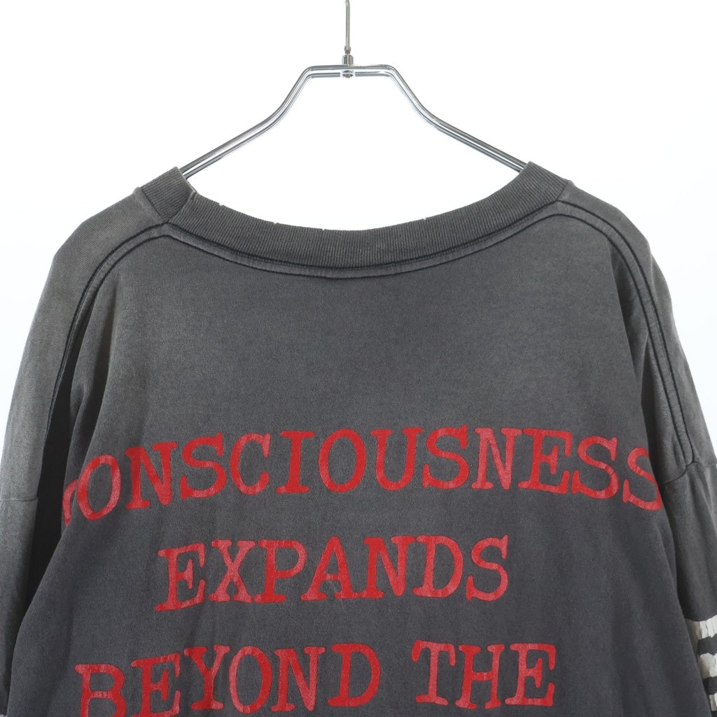 SAINT MICHAEL(セントマイケル) 25AW VINTAGE LS TEE SAINT YOUTH ヴィンテージ セイントユース 両面プリント クルーネック 長袖Tシャツ カットソー グレー SM-HR1-0000-032