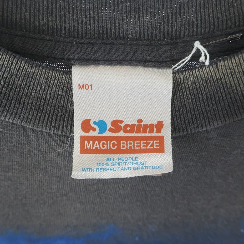 SAINT MICHAEL(セントマイケル) 25AW HP_SS TEE ヴィンテージ加工 ハリーポッター プリントロゴ クルーネック 半袖Tシャツ カットソー ブラック SM-HR1-0000-C45