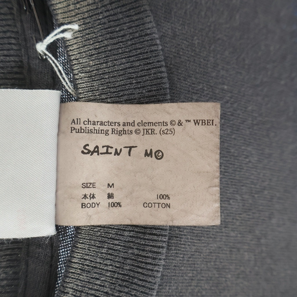 SAINT MICHAEL(セントマイケル) 25AW HP_SS TEE ヴィンテージ加工 ハリーポッター プリントロゴ クルーネック 半袖Tシャツ カットソー ブラック SM-HR1-0000-C45