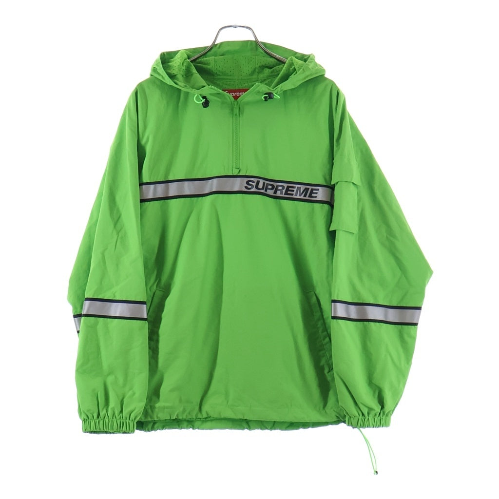 SUPREME(シュプリーム) 18SS Reflective Taping Hooded Pullover リフレクティブ テーピング フーデッドナイロンジャケット グリーン