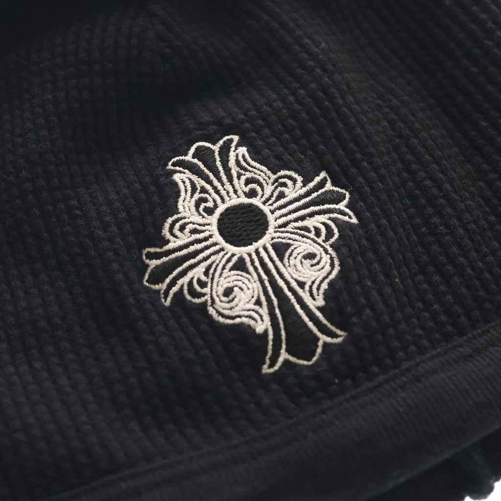 CHROME HEARTS(クロムハーツ) THERMAL BEANIE オールド へアリークロス刺繍 サーマル ビーニー ニット帽 ブラック
