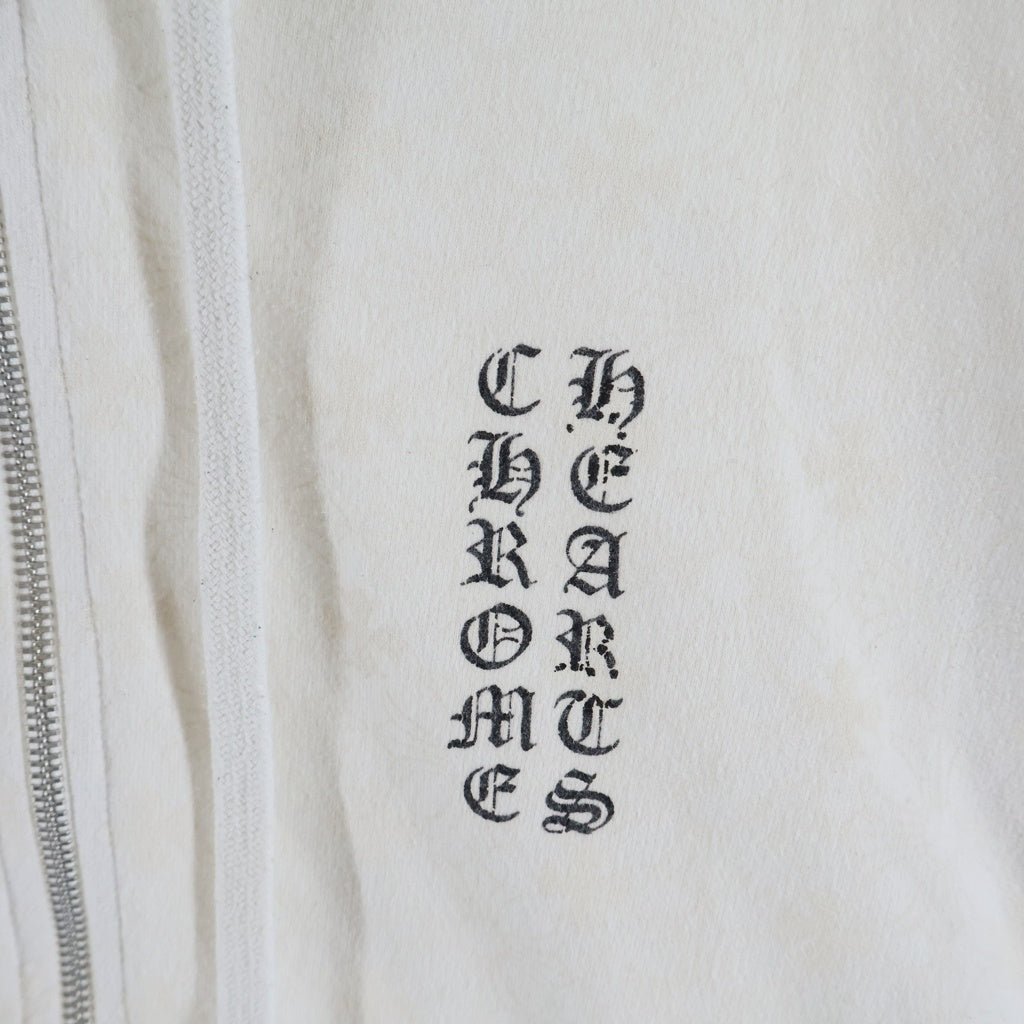 CHROME HEARTS(クロムハーツ) Vertical Logo Zip Up Hoodie 袖プリント ヴァーティカル ロゴ ジップアップフーディー パーカー ホワイト