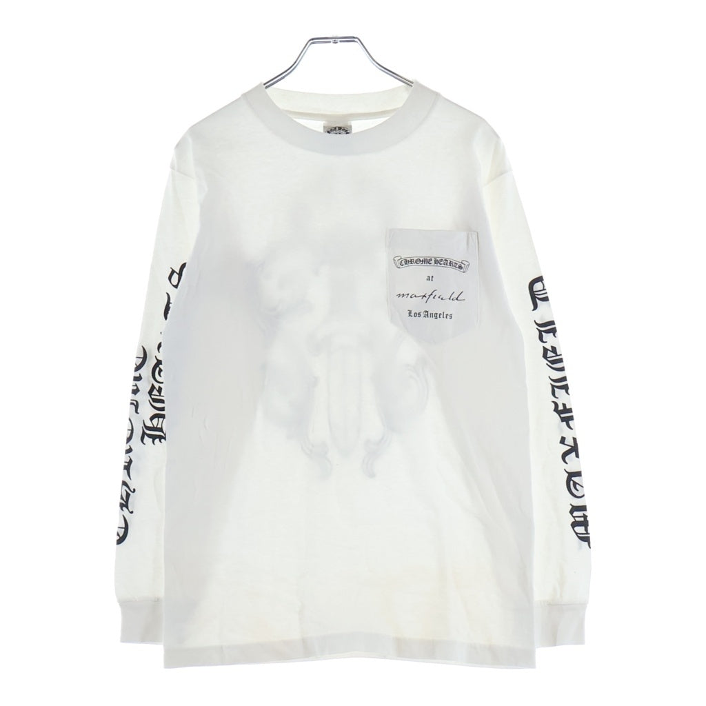 CHROME HEARTS(クロムハーツ) ×MAXFIELD マックスフィールド ダガー スクロールラベル グラフィックプリントロングスリーブTシャツ 長袖カットソー ホワイト