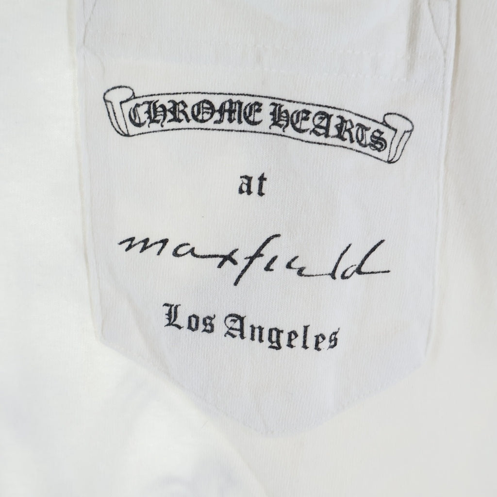 CHROME HEARTS(クロムハーツ) ×MAXFIELD マックスフィールド ダガー スクロールラベル グラフィックプリントロングスリーブTシャツ 長袖カットソー ホワイト