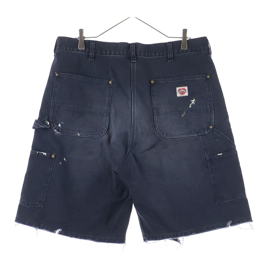 SAINT MICHAEL(セントマイケル) 25SS DOUBLE KNEE SHORTS ダックキャンバス ダメージ加工 ダブルニーショーツ ハーフパンツ グレー SM-HR8-0000-071