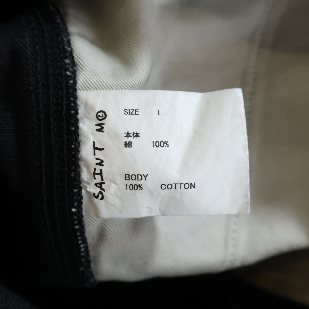 SAINT MICHAEL(セントマイケル) 25SS DOUBLE KNEE SHORTS ダックキャンバス ダメージ加工 ダブルニーショーツ ハーフパンツ グレー SM-HR8-0000-071