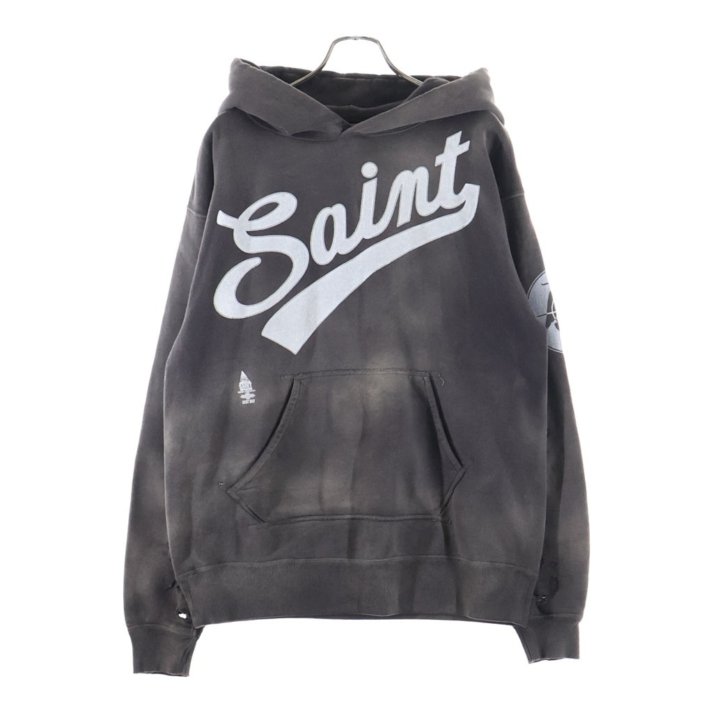 SAINT MICHAEL(セントマイケル) 21AW Hoodie Focus フォーカス ヴィンテージ加工 プルオーバーフーディー パーカー グレー SM-A21-0000-037