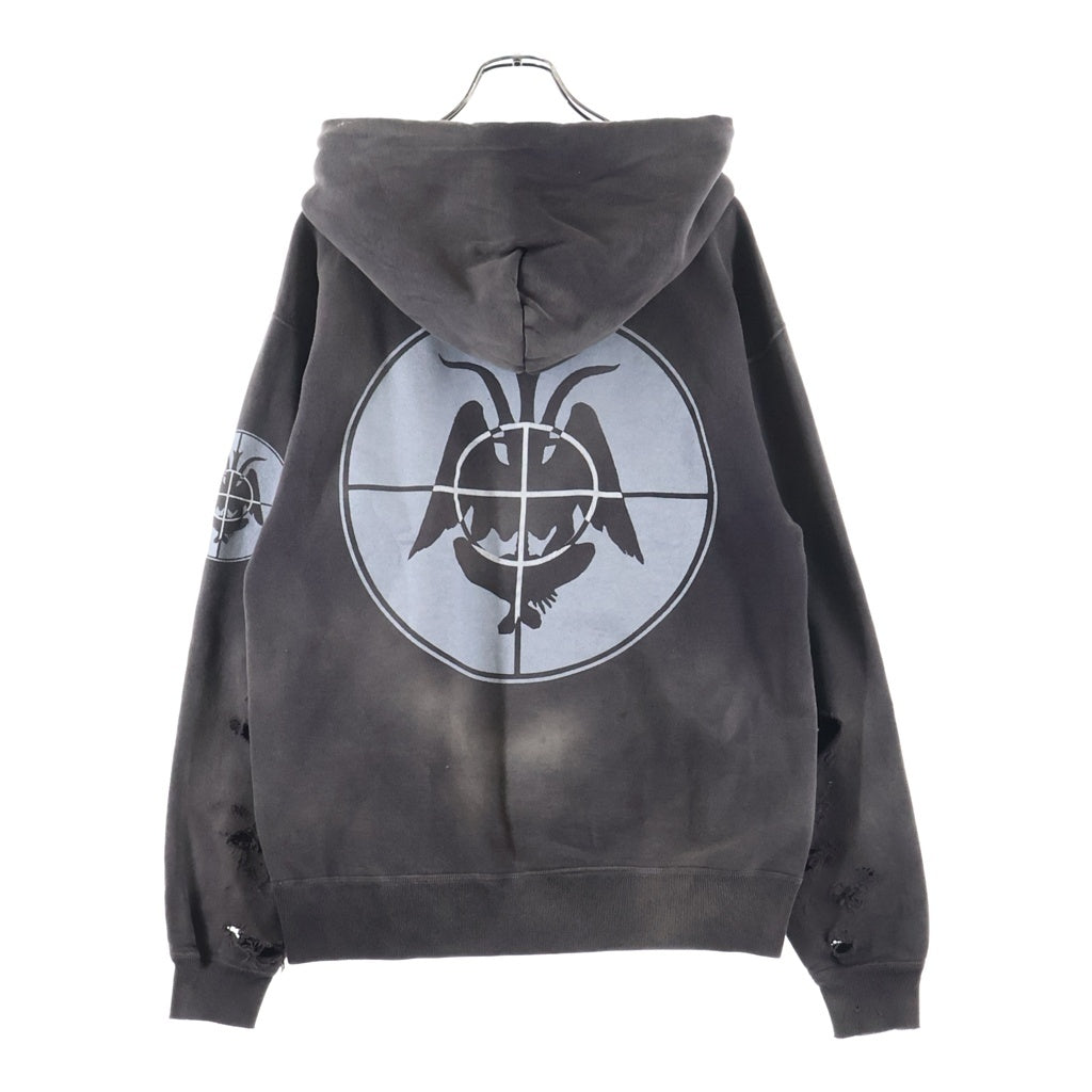 SAINT MICHAEL(セントマイケル) 21AW Hoodie Focus フォーカス ヴィンテージ加工 プルオーバーフーディー パーカー グレー SM-A21-0000-037