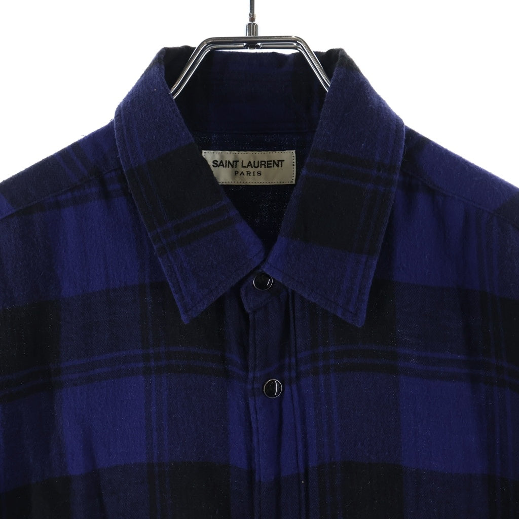 SAINT LAURENT PARIS(サンローランパリ) 17AW コットン フランネルチェック 長袖シャツ ブルー 483071 Y072R