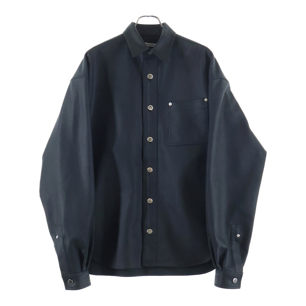 JOHN LAWRENCE SULLIVAN(ジョンローレンスサリバン) 22AW VEGAN LEATHER OVERSIZED SHIRT ヴィーガンレザー オーバーサイズ 長袖シャツ ブラック 3B002-0222-19