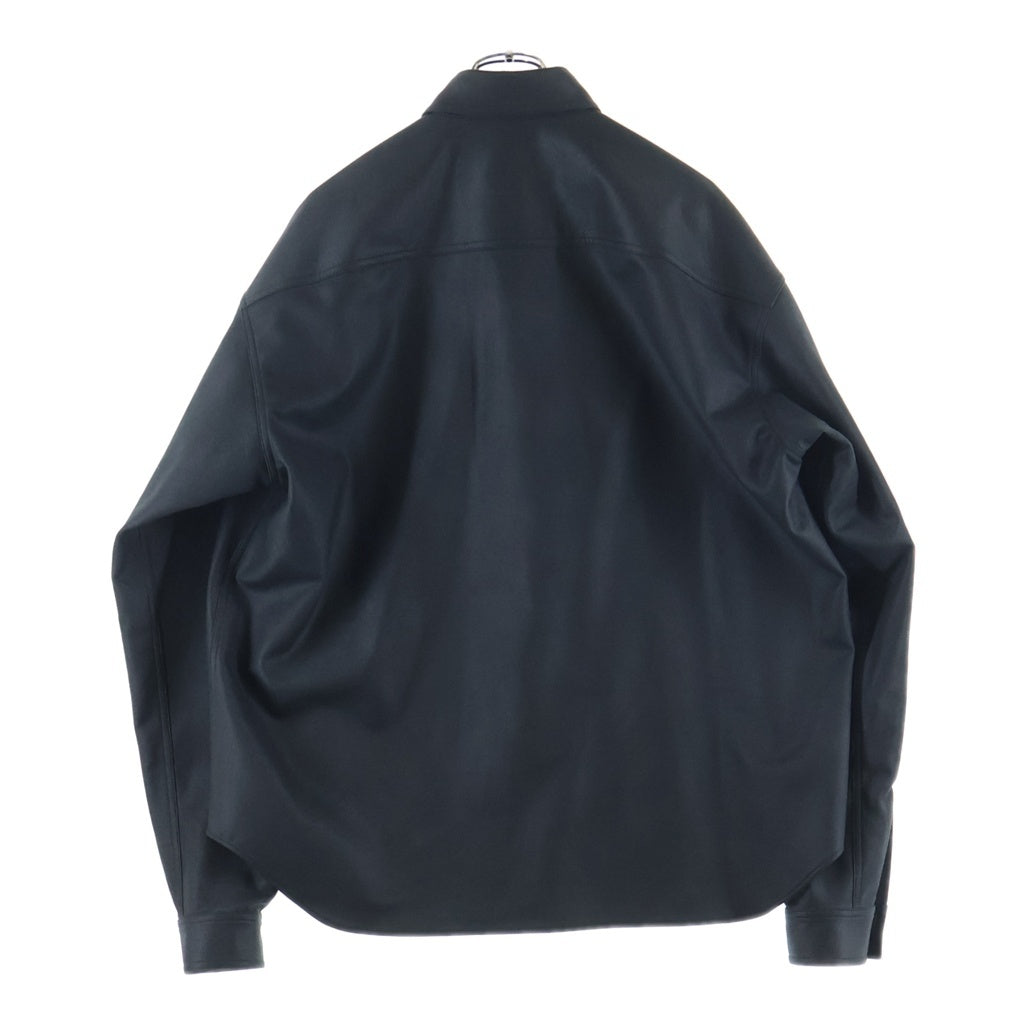 JOHN LAWRENCE SULLIVAN(ジョンローレンスサリバン) 22AW VEGAN LEATHER OVERSIZED SHIRT ヴィーガンレザー オーバーサイズ 長袖シャツ ブラック 3B002-0222-19