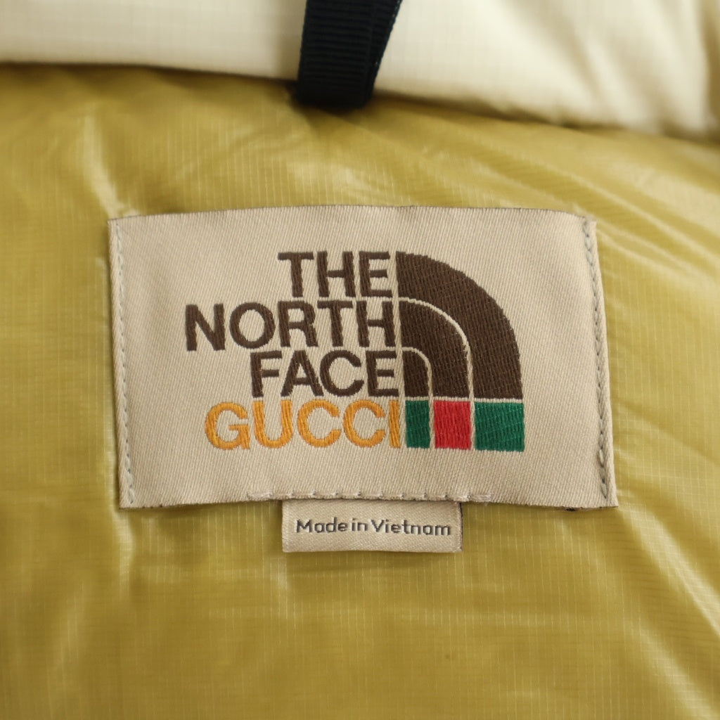 GUCCI(グッチ) 21AW ×THE NORTH FACE ノースフェイス ロゴプリント フーデッドダウンジャケット アイボリー 663753 XAAC0