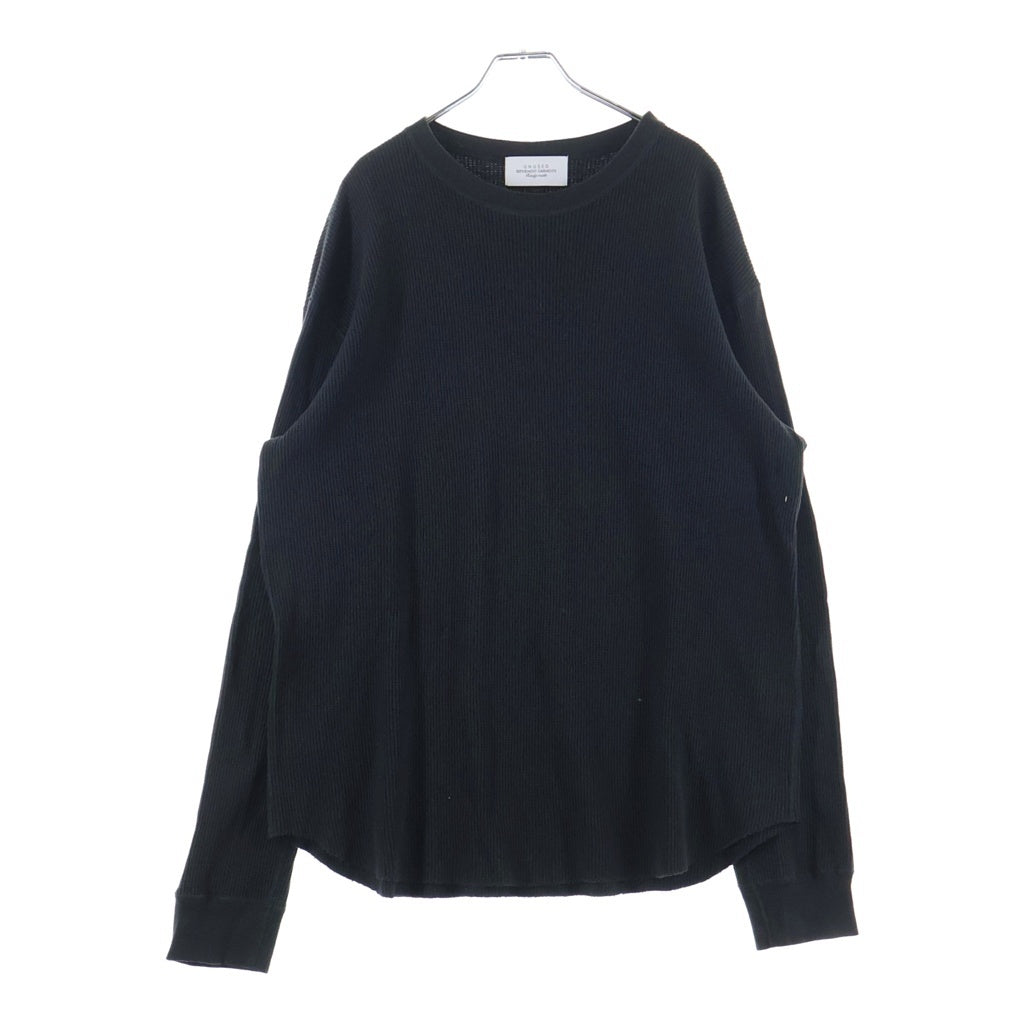 UNUSED(アンユーズド) 23AW LONG SLEEVE WAFFLE T-SHIRTS コットンワッフル 長袖クルーネックカットソー ブラック US2368
