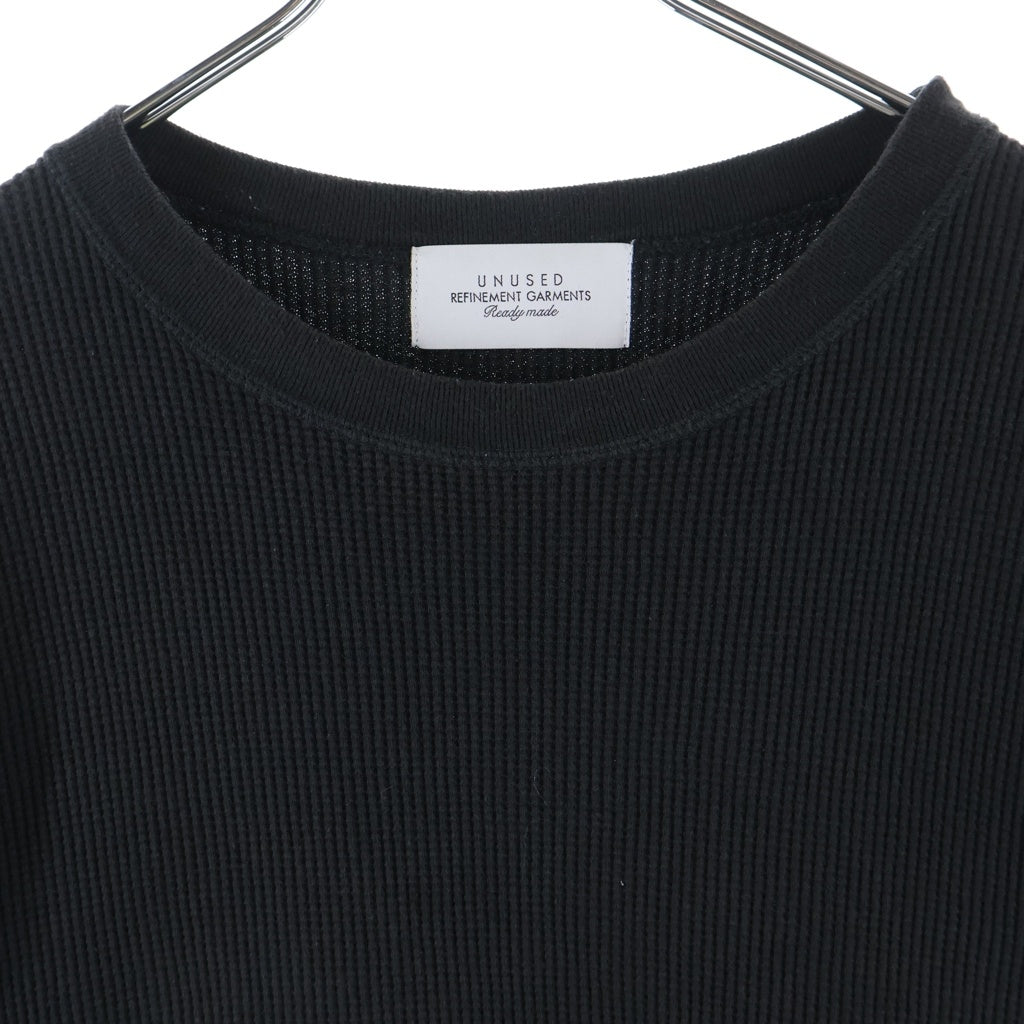 UNUSED(アンユーズド) 23AW LONG SLEEVE WAFFLE T-SHIRTS コットンワッフル 長袖クルーネックカットソー ブラック US2368