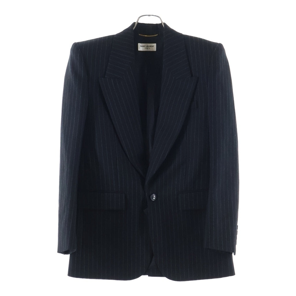 SAINT LAURENT PARIS サンローランパリ 23AW ストライプ柄 1B ウールシングルテーラードジャケット ブラック 758058 Y127W レディース SAINT LAURENT PARIS(サンローランパリ) 23AW ストライプ柄 1B ウール