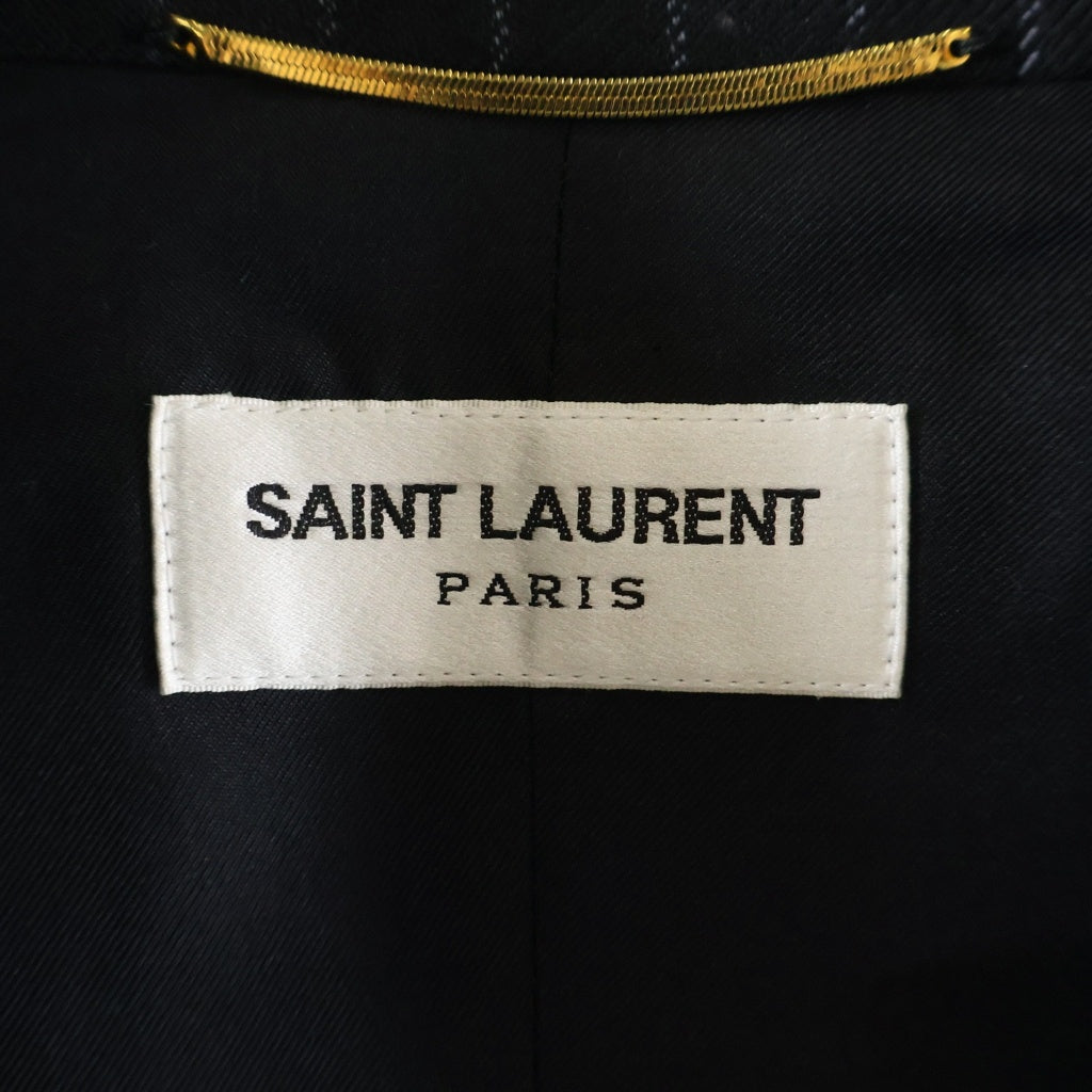 SAINT LAURENT PARIS(サンローランパリ) 23AW ストライプ柄 1B ウールシングルテーラードジャケット ブラック 758058 Y127W レディース