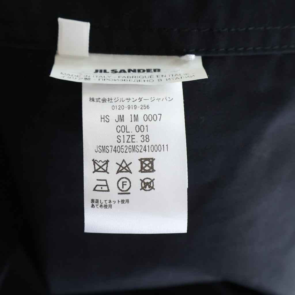 JIL SANDER(ジルサンダー) 2 POCKET MILITARY OVERSHIRT 2ポケット ミリタリー コットンツイル 長袖オーバーシャツ ブラック JSMS740526 MS24100011