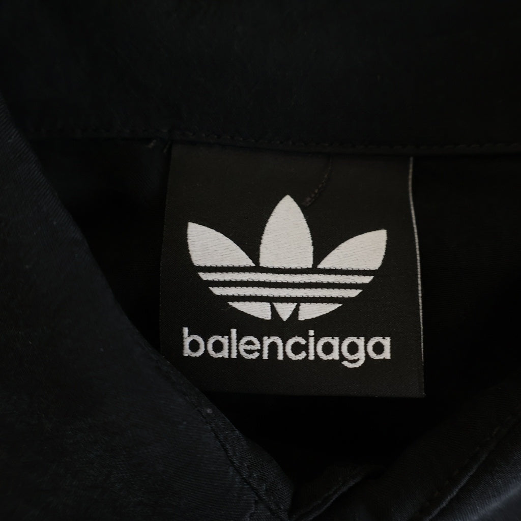 BALENCIAGA(バレンシアガ) ×ADIDAS CUPRO SHIRT アディダス 胸ロゴ サイドライン 長袖キュプラシャツ ブラック 725366 TN040
