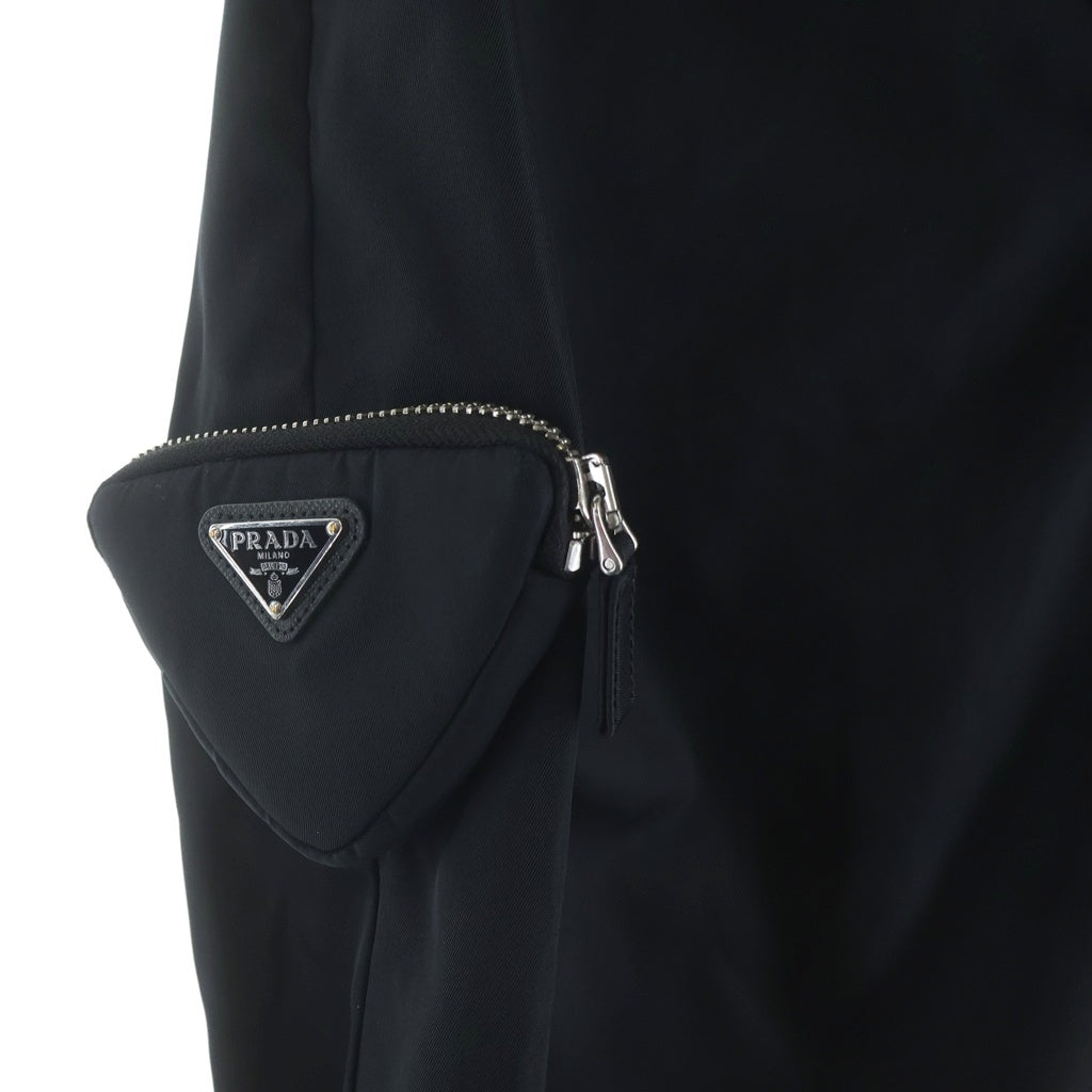PRADA(プラダ) 21SS RE-NYLON 三角ロゴプレート サイドポケットデザイン ナイロンイージーパンツ ブラック SPH140 S212 1WQ8