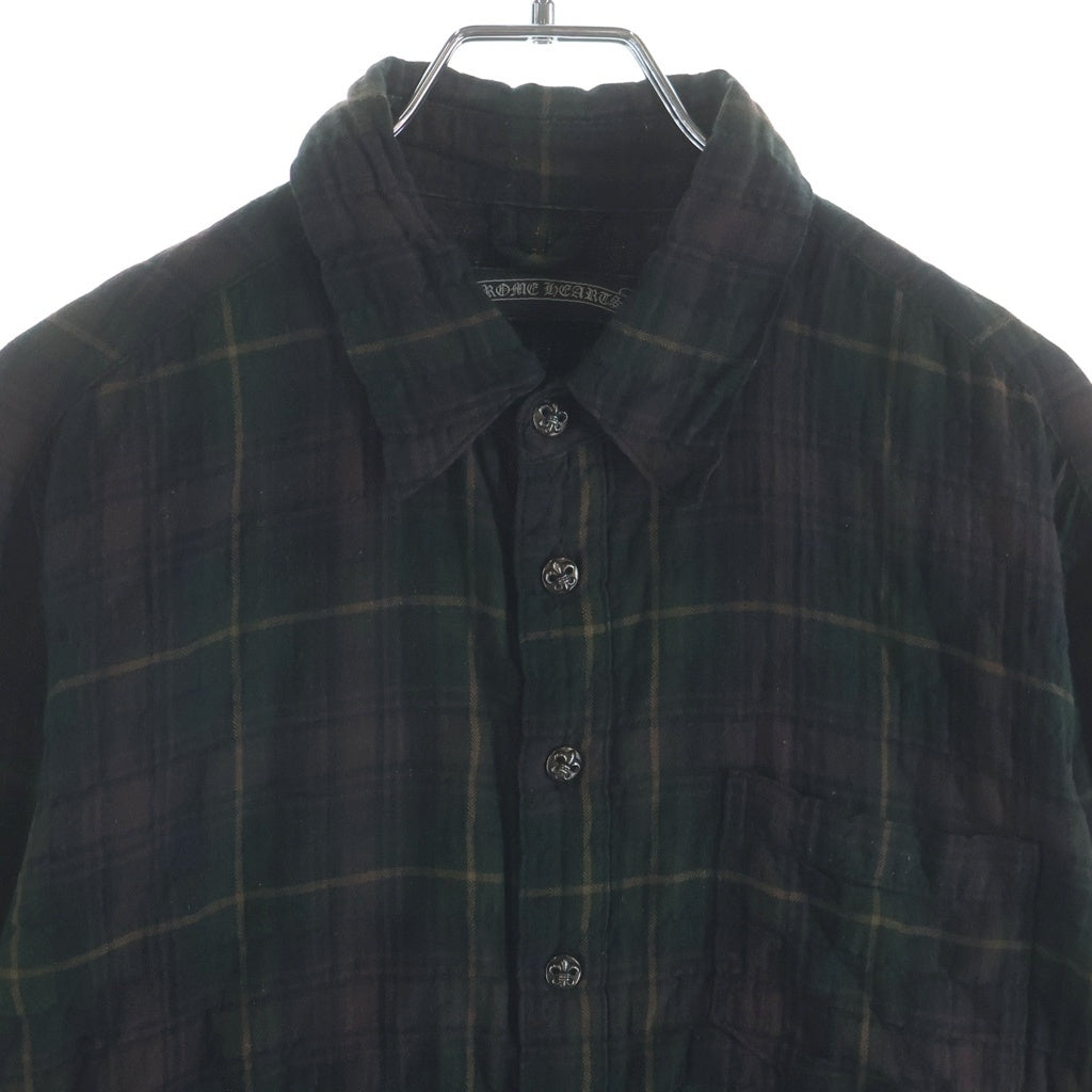 CHROME HEARTS(クロムハーツ) LOOSEENDS LS ルーズエンド 袖フレアパッチ フレアボールボタンボタン 長袖チェックシャツ グリーン