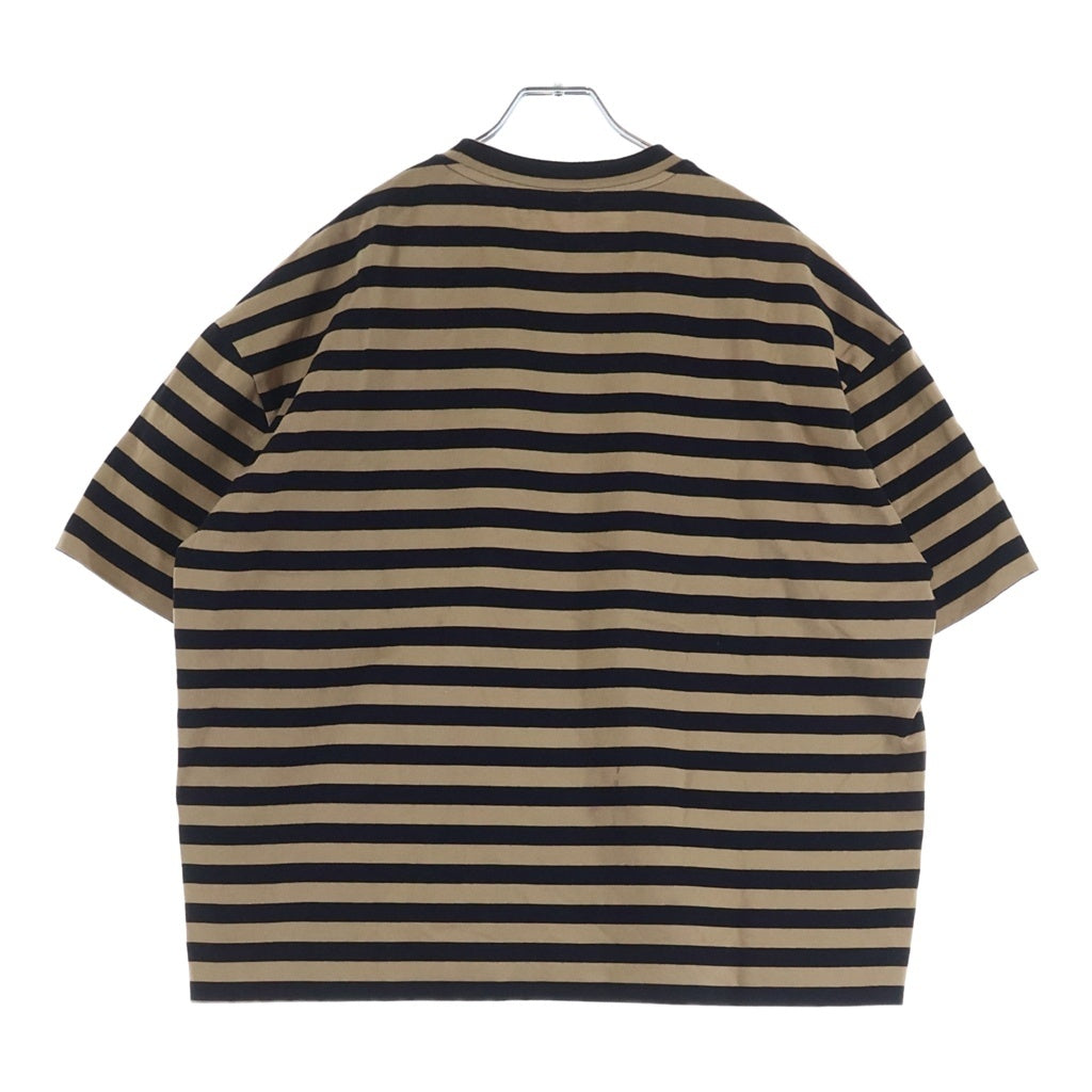 JIL SANDER(ジルサンダー) オーバーサイズ ポケット付 ボーダーTシャツ 半袖クルーネックカットソー ブラウン/ブラック JSU0707011 M024711891