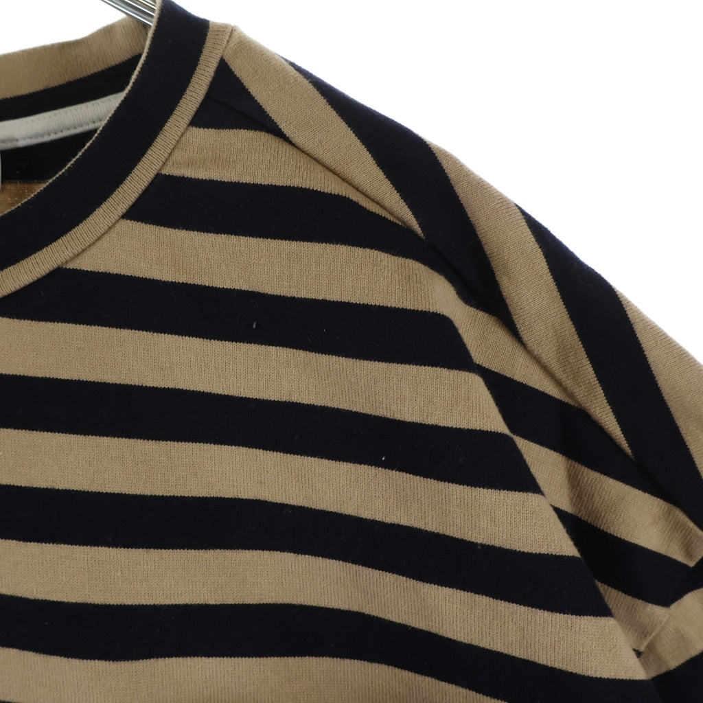 JIL SANDER(ジルサンダー) オーバーサイズ ポケット付 ボーダーTシャツ 半袖クルーネックカットソー ブラウン/ブラック JSU0707011 M024711891