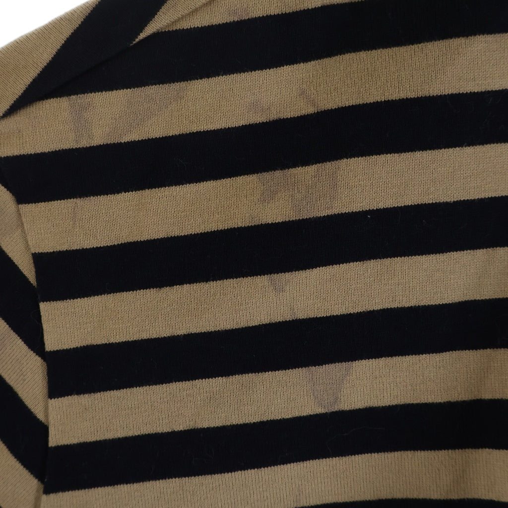 JIL SANDER(ジルサンダー) オーバーサイズ ポケット付 ボーダーTシャツ 半袖クルーネックカットソー ブラウン/ブラック JSU0707011 M024711891