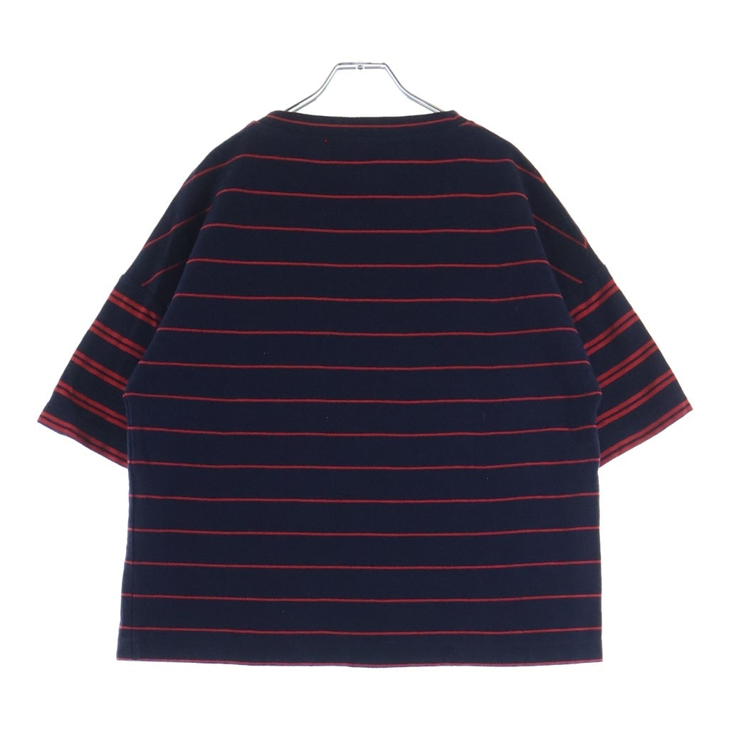 JIL SANDER(ジルサンダー) 18SS ボーダーTシャツ 半袖クルーネックカットソー ネイビー/レッド JSUM707016 MM246918A