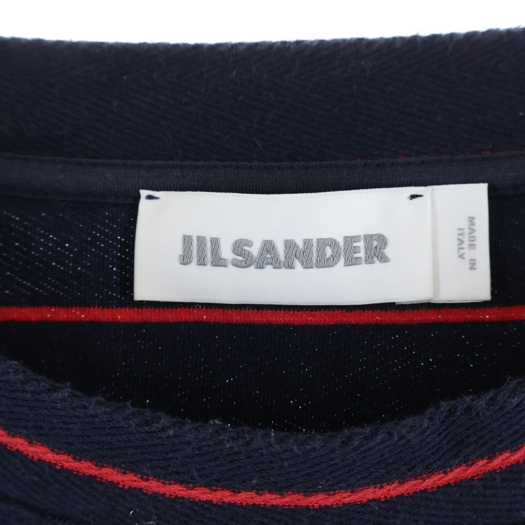 JIL SANDER(ジルサンダー) 18SS ボーダーTシャツ 半袖クルーネックカットソー ネイビー/レッド JSUM707016 MM246918A