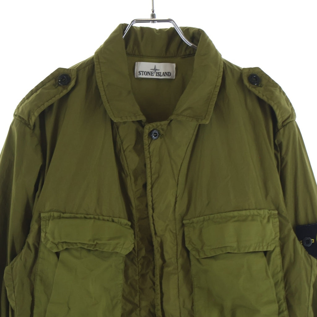 STONE ISLAND(ストーンアイランド) 16SS GARMENT DYE CRINLE NY JACKET ガーメントダイ 袖ロゴワッペン クリンクル ジップアップジャケット カーキ 641544736