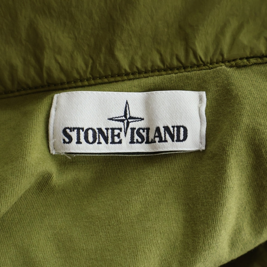 STONE ISLAND(ストーンアイランド) 16SS GARMENT DYE CRINLE NY JACKET ガーメントダイ 袖ロゴワッペン クリンクル ジップアップジャケット カーキ 641544736