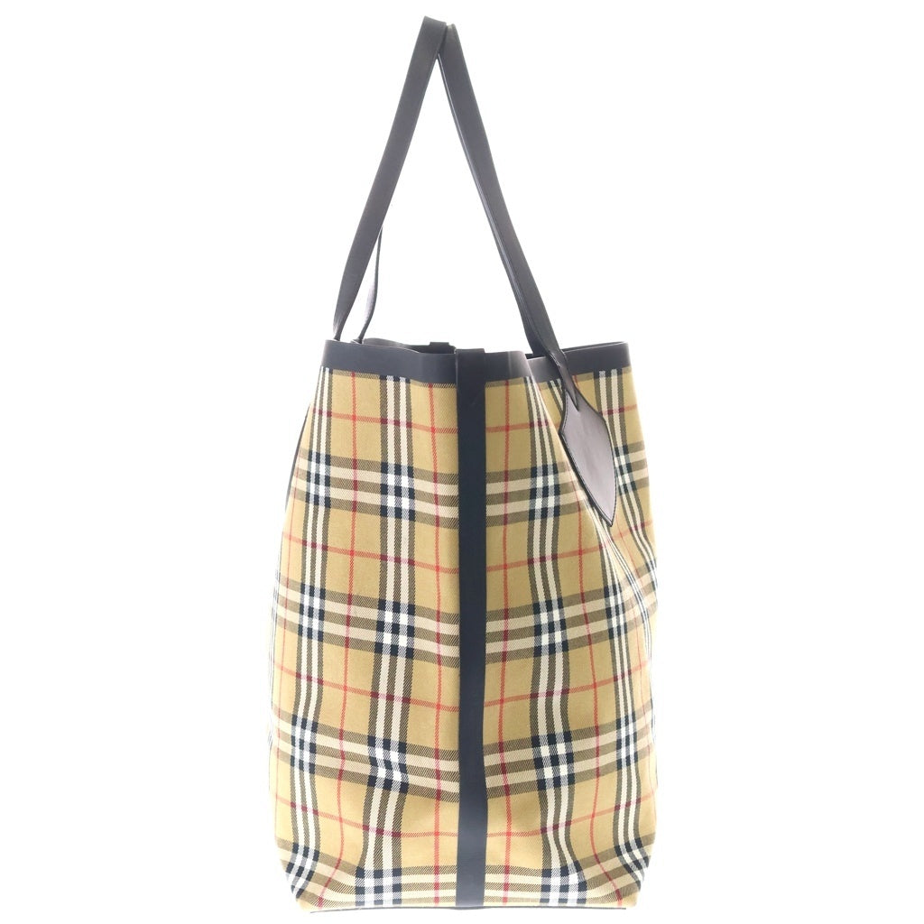 BURBERRY(バーバリー) ノバチェック リバーシブル レザー キャンバストートバッグ ジャイアント ベージュ/イエロー レディース
