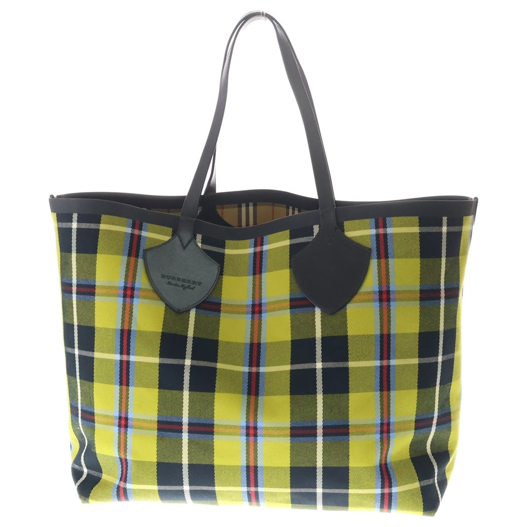 BURBERRY(バーバリー) ノバチェック リバーシブル レザー キャンバストートバッグ ジャイアント ベージュ/イエロー レディース