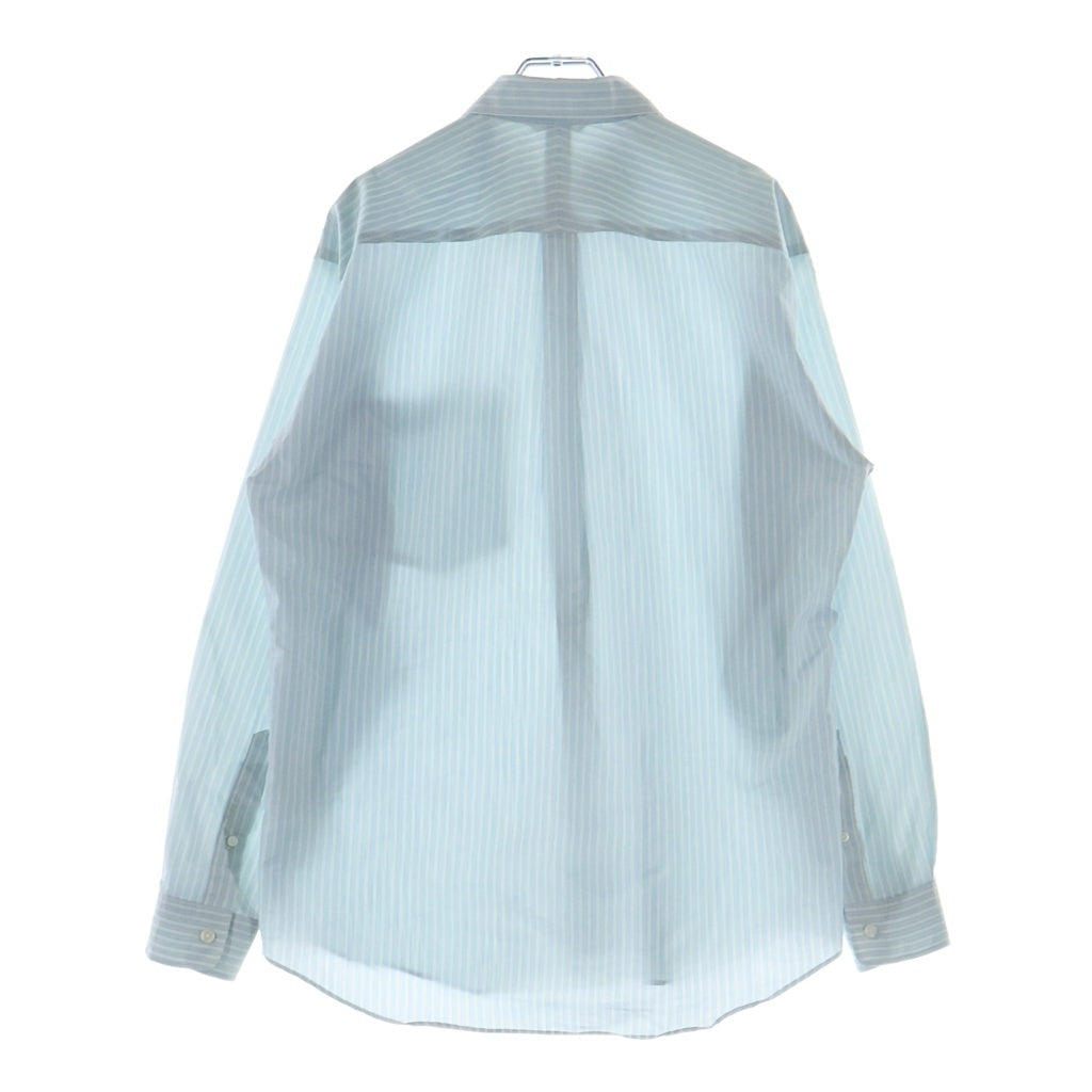 AURALEE(オーラリー) 23SS FINX POLYESTER STRIPE SHIRT フィンクスポリエステルストライプ 長袖シャツ ブルー A23SS02PS