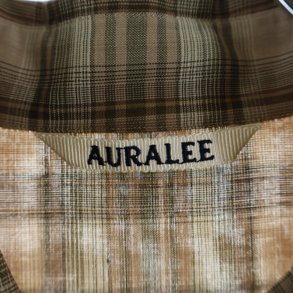 AURALEE(オーラリー) 21AW WOOL RECYCLED POLYESTER CLOTH SHIRTS ウール リサイクルドポリエステル クロス 長袖チェックシャツ ベージュ A21AS01EM