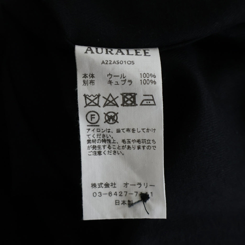 AURALEE(オーラリー) 22AW SUPER LIGHT WOOL SHIRTS スーパーライトウール レギュラーカラー長袖シャツ ブラック A22AS01OS